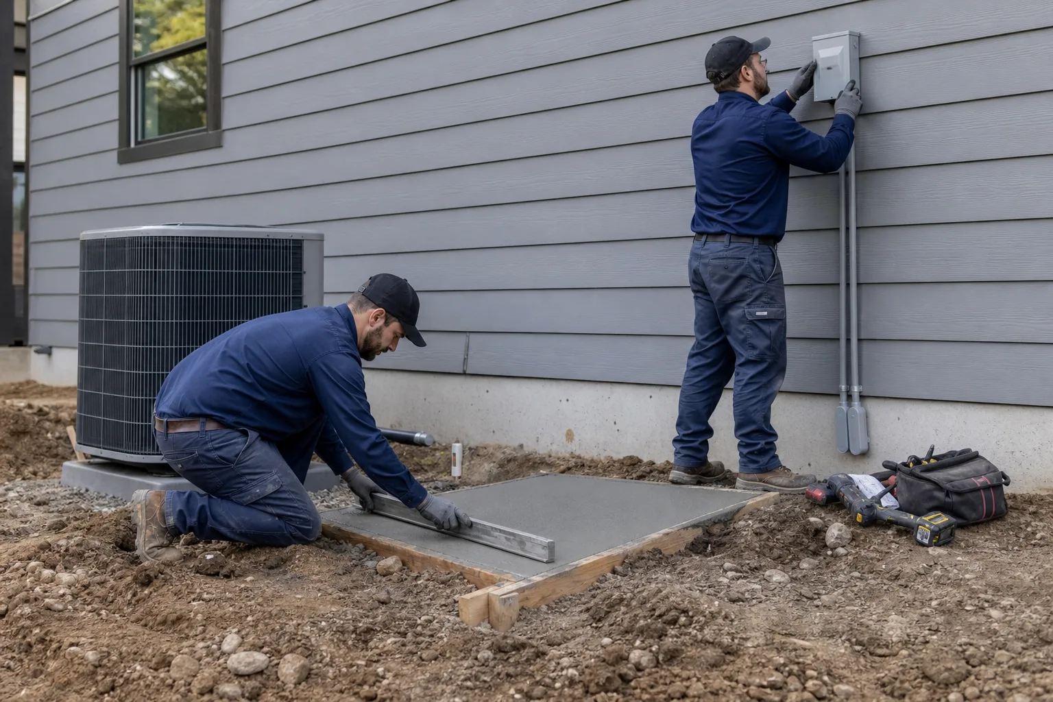 Peaks technicians installing a new HVAC system in Harrisburg