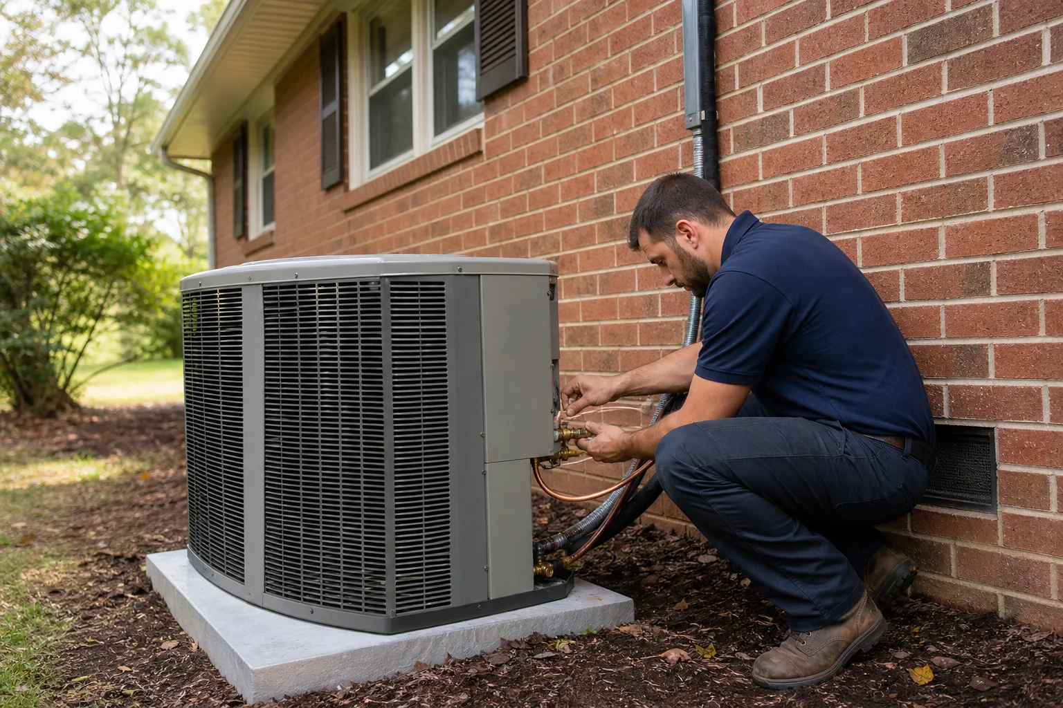 Peaks technicians installing a new HVAC system in Mint Hill