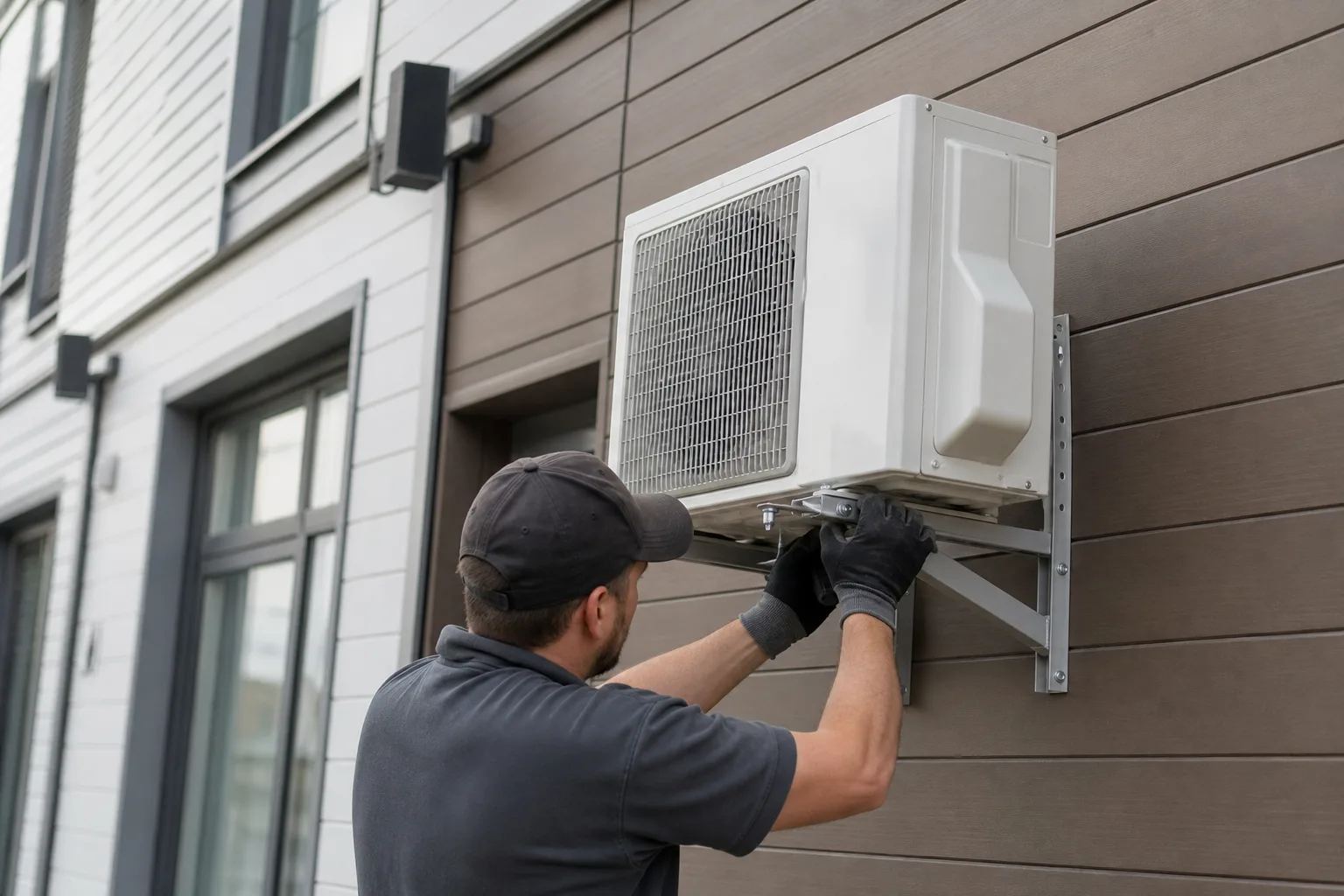 Peaks technicians installing a new HVAC system in Pineville